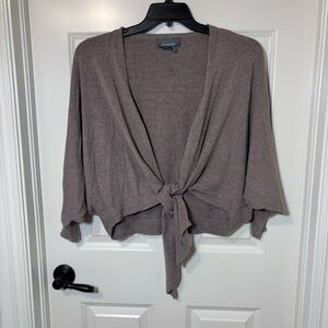 Anthropologie Taupe Tie-Front Sweater